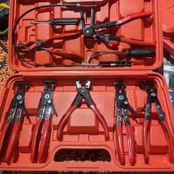 9pcs Flexible Hose Clamp Clip Pliers Set - Swivel Jaw Flat Angled Band Automotive Tools $50 for set 