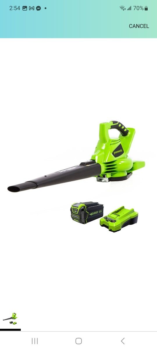 Greenworks 40V (185 MPH / 340 CFM) Cordless Brushless Leaf Blower/Vacuum with Bag, Battery-Powered, Ergonomic Design for Efficient Leaf & Grass Clippi