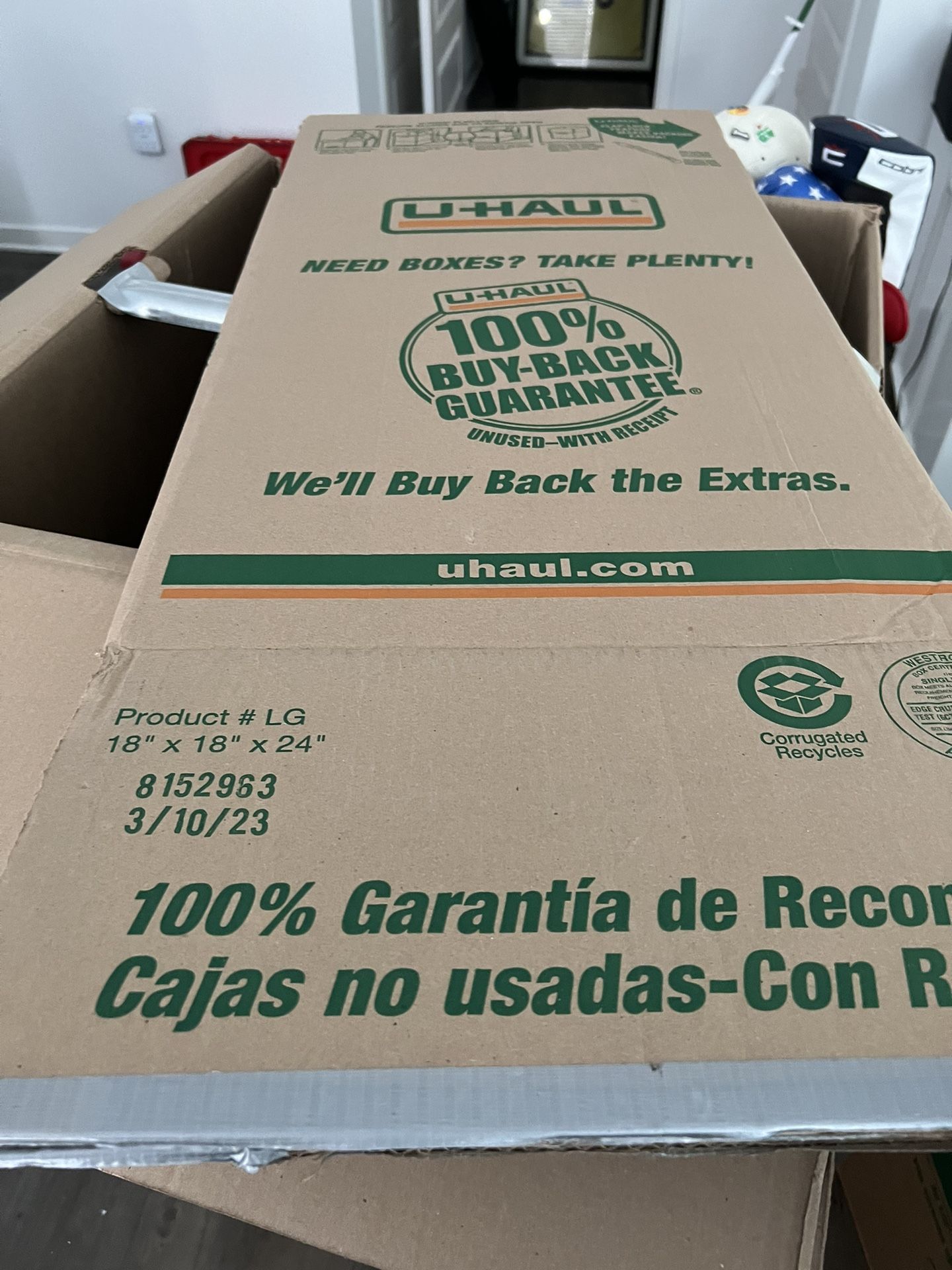 20 Lrg U-Haul Boxes, 1 TV Box, 1 Wardrobe Box