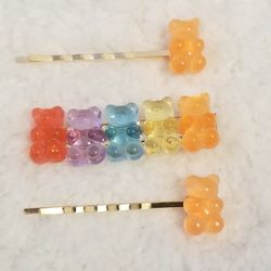 NWT Set of 3 Orange Gummy Bear Hair Assesories