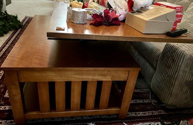 Solid Wood Large Coffee Table with Lift Top
