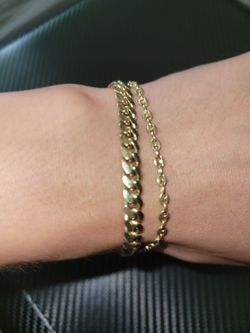 14k gold solid bracelet Cuban link real gold