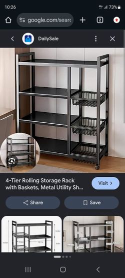 4 Tier Metal Rolling Storage Shelf $25