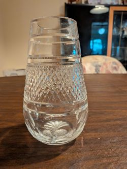 Waterford Crystal 7" flower vase featuring a distinctive pattern of horizontal cuts and vertical lines.