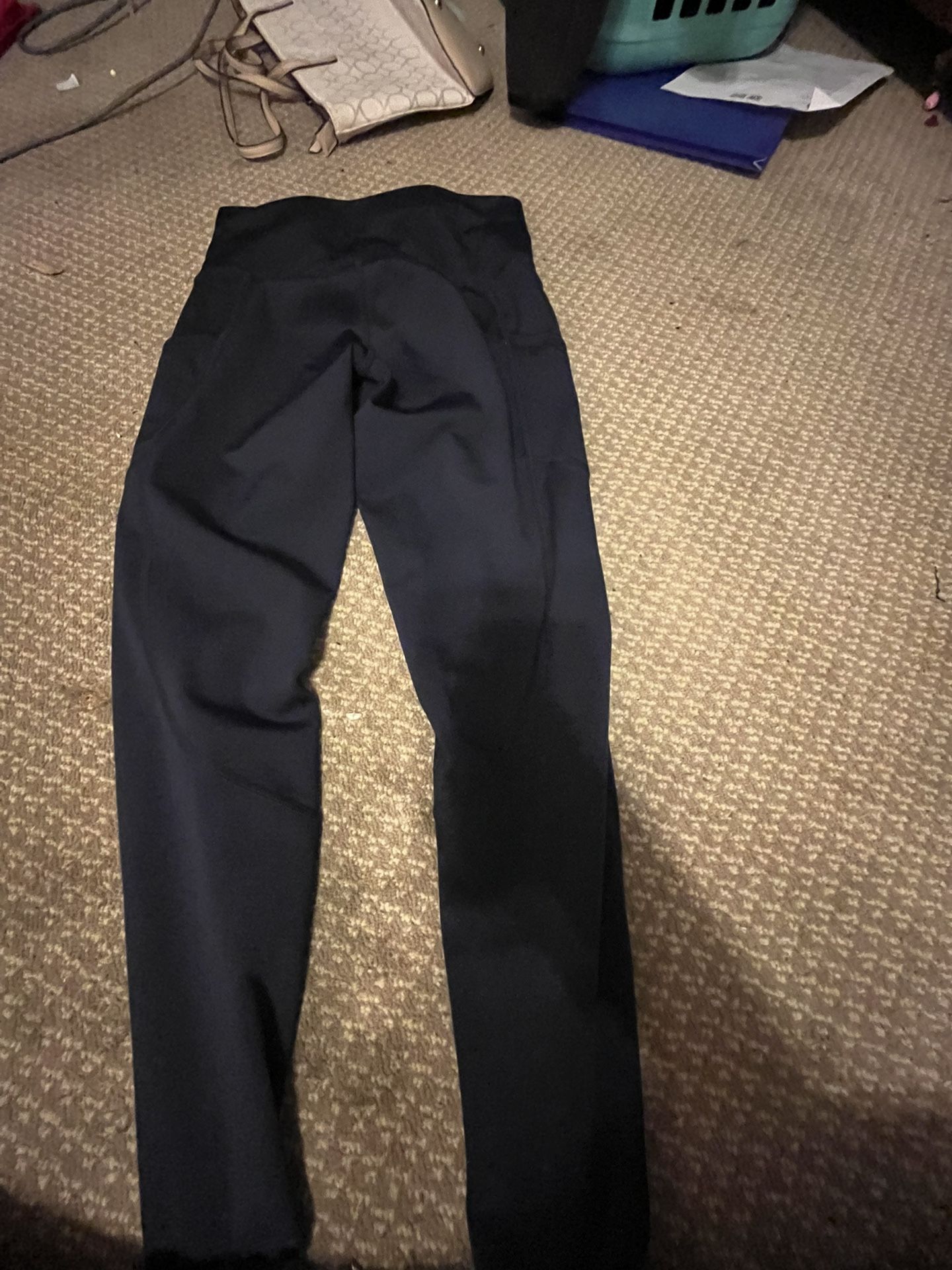 blue tummy control leggings