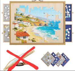 1500 Pieces Rotating Puzzle Board with 4 Drawers and Cover,27"x36" Portable Wooden Jigsaw Puzzle Table for Adults,Lazy Susan Spinning Puzzle Boards Bi