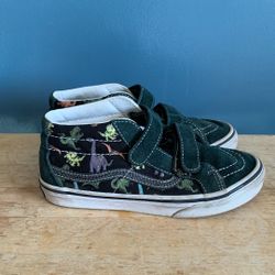 VANS DINOSAURS 🦕 🦖 PRINTS VELCRO NO SHOELACES KIDS SIZE 2.5