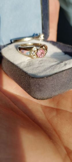 Kabana 14 k yellow gold with pink tourmaline, opal, and diamond accents