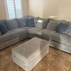 Large Gray Sectional + Ottoman + Recliner – $750 