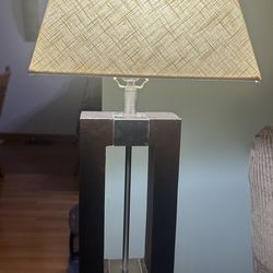 1 End Table Lamp Brown With Silver Accents
