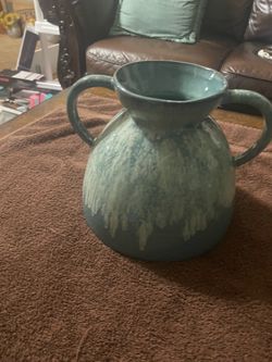 Blue Drip Glaze Ceramic Two-Handled Vase