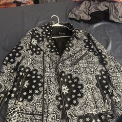 Black Paisley Bandana Motorcycle Jacket L
