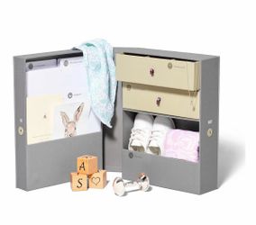 BRAND NEW, UNUSED: Baby Keepsake Organizer Box | The Original Fabric Acid-Free Modern Minimalist Gender-neutral Memory Box with Labels