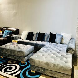 COMFY NEW SOFIA SECTIONAL AND OTTOMAN SET ON SALE ONLY $999! Easy financing💰 Same Day 🚚 