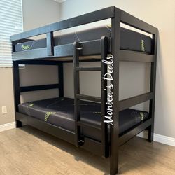 Solid Wood Twin/Twin Bunk Bed With Both Mattresses $560