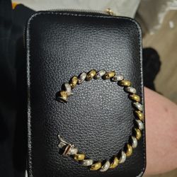 924 Milor Italy Gold Tone And Silver Bracelet 