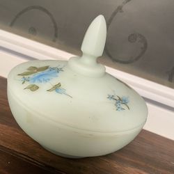 Fenton Covered Blue Bowl