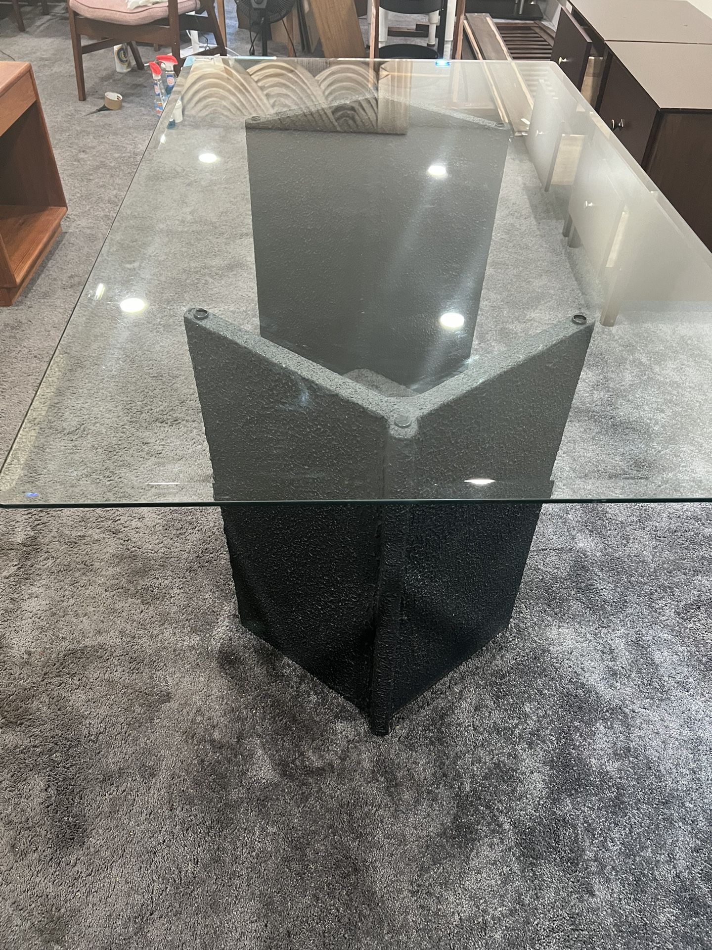 Tempered Glass Dining Room Table with X Base