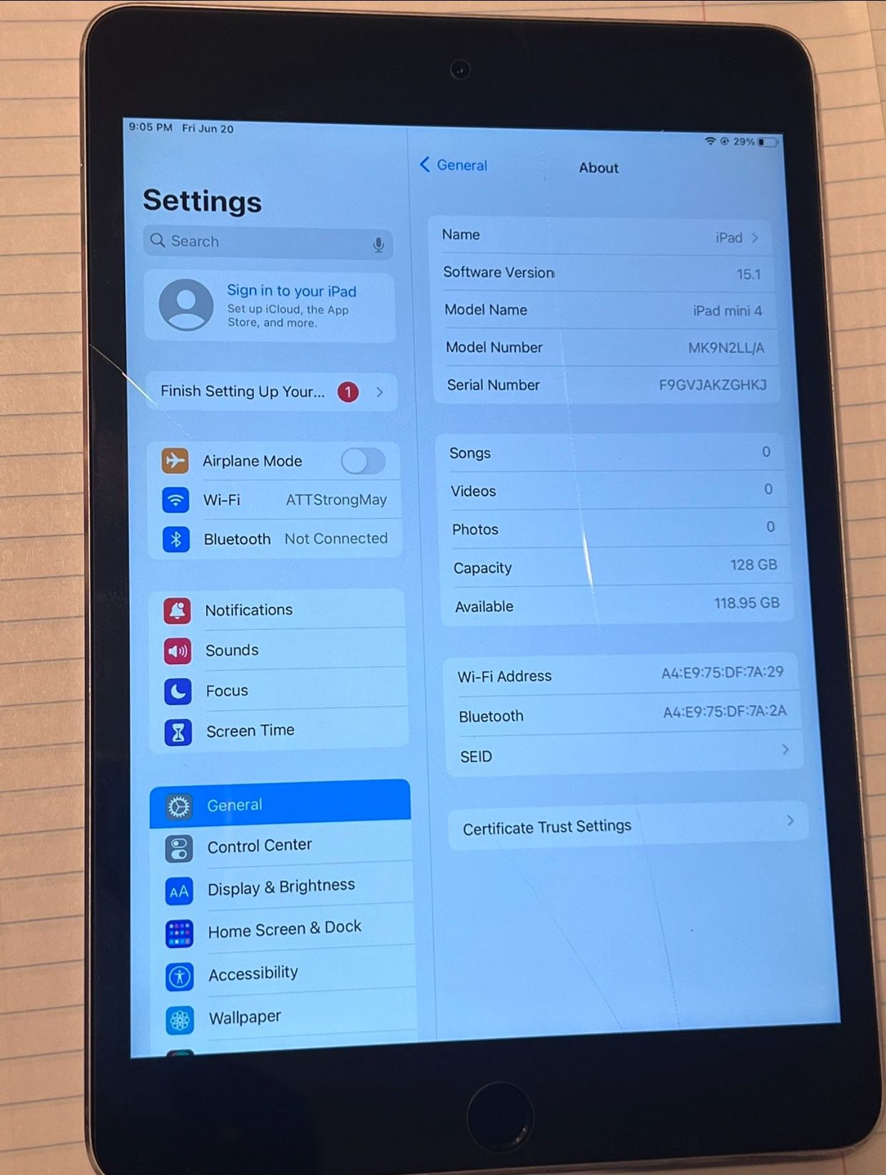 Apple iPad mini 4,128GB, Wi-Fi, 7.9”