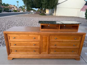 American of Martinsville 6-Drawer Dresser with Stone-Top Media Shelf – Made in USA