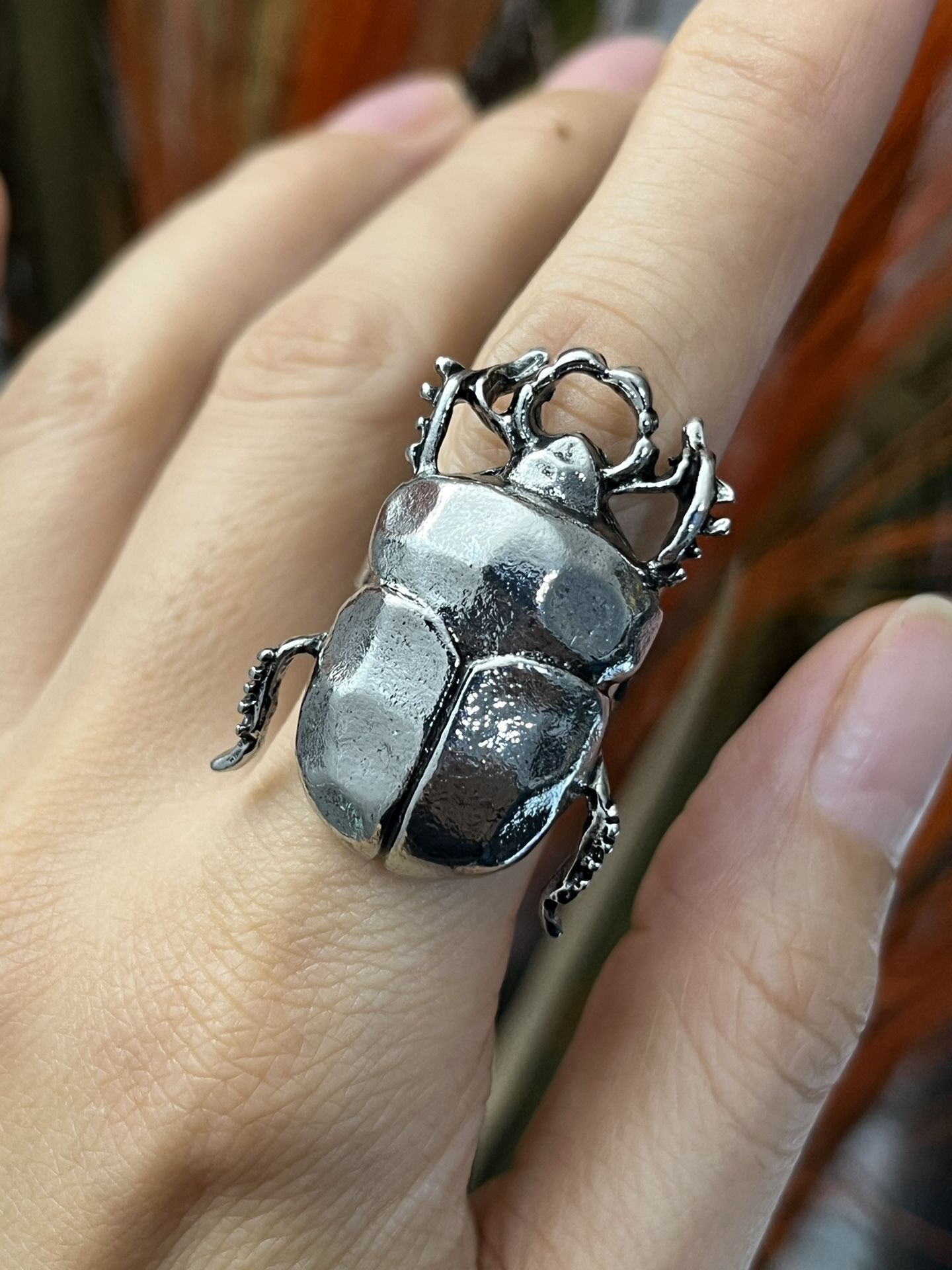 Big Silver Vintage style Cicada bug ring,Big cicada open ring,Scarab bug Beetle Earrings,Bug dangle earrings,Scarab bug Beetle ring for her DETAILS
