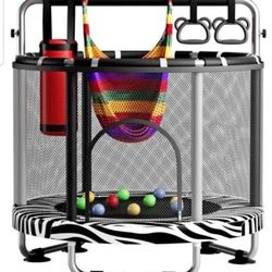 55" Trampoline for Kids with Enclosure, 440lbs 