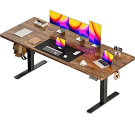 71" Height Adjustable Electric Standing Desk, Rustic Brown