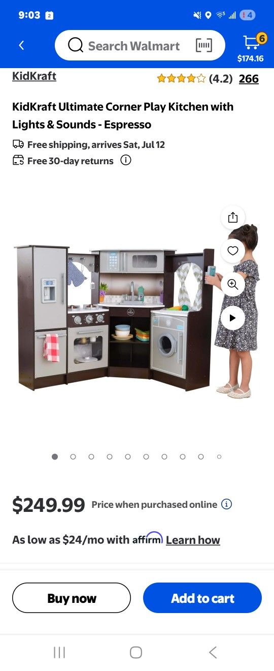 Kidkraft Ultimate Corner Play Kitchen With Lights and Sound Espresso