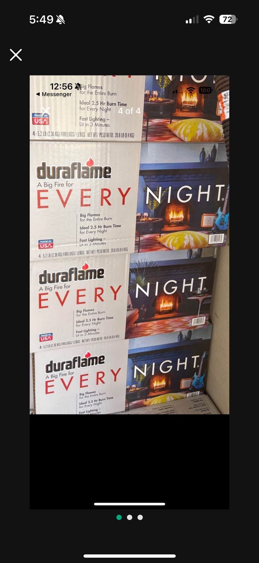 Duraflame big fire wood logs new per box a few available Pick up by usc western/exposition Burn time 2.5 hours, big flames for the entire burn, fast