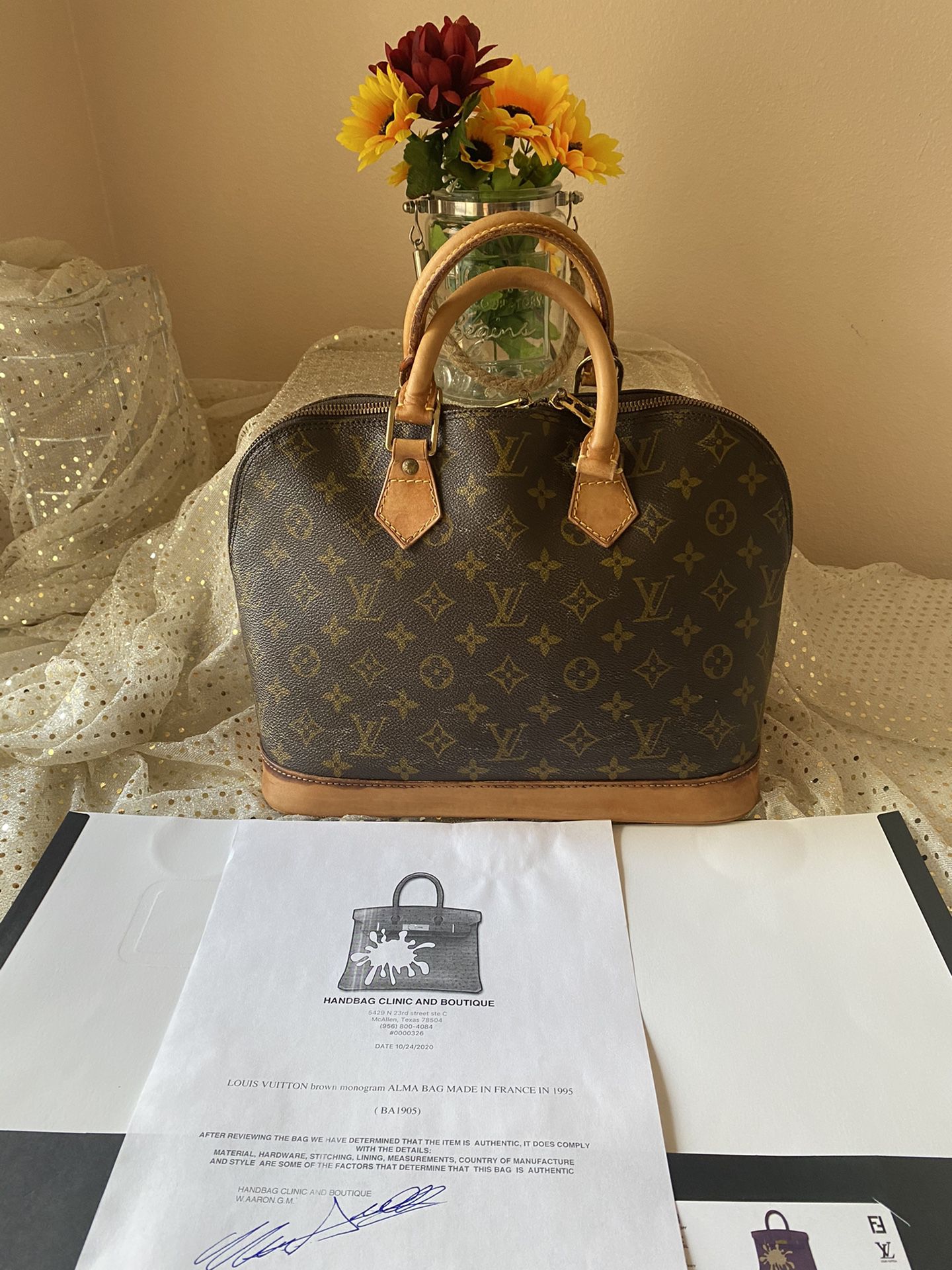 Louis Vuitton Authentic Brown Monogram Alma Bag w/Certificate