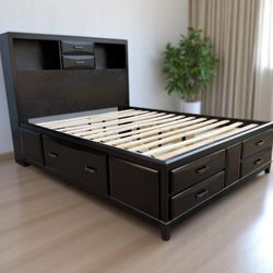 Ashley Furniture Kira Almost Black Queen Storage Platform Bed Frame
