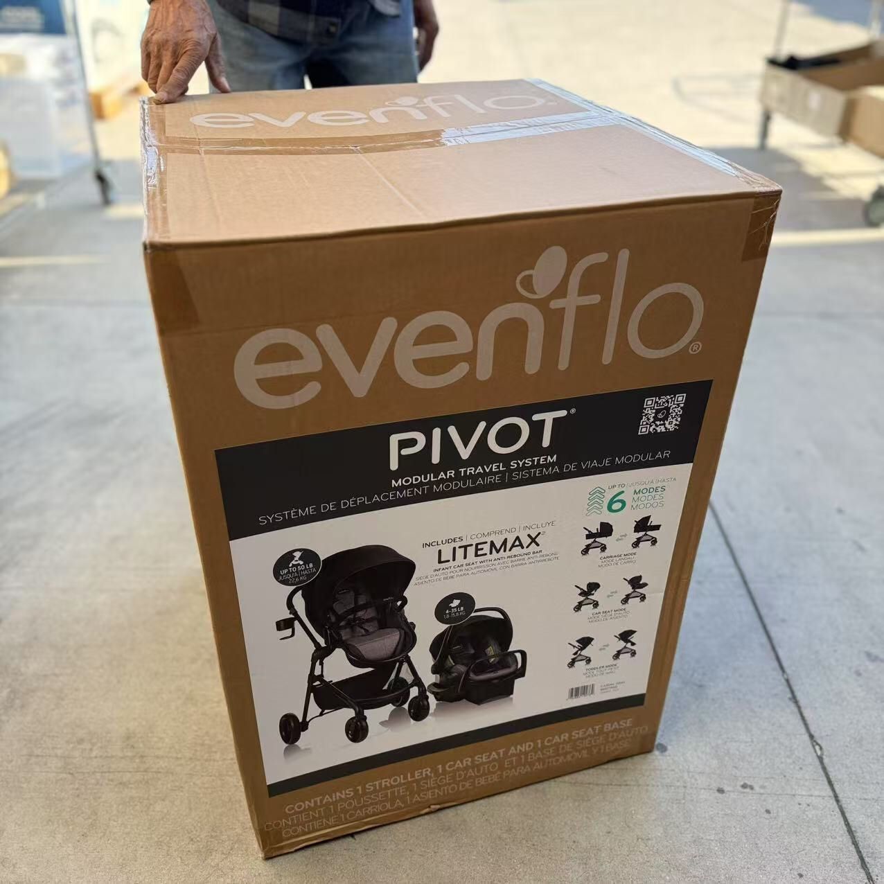 New In Box Evenflo Pivot Infant Car Seat With Toddler Stroller Combo Set 5 Lbs To 50 Lbs 6 Mode Bassinet 