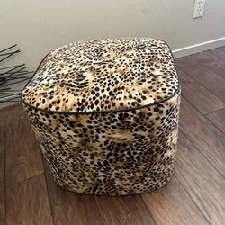 Upholstered Leopard Ottoman 