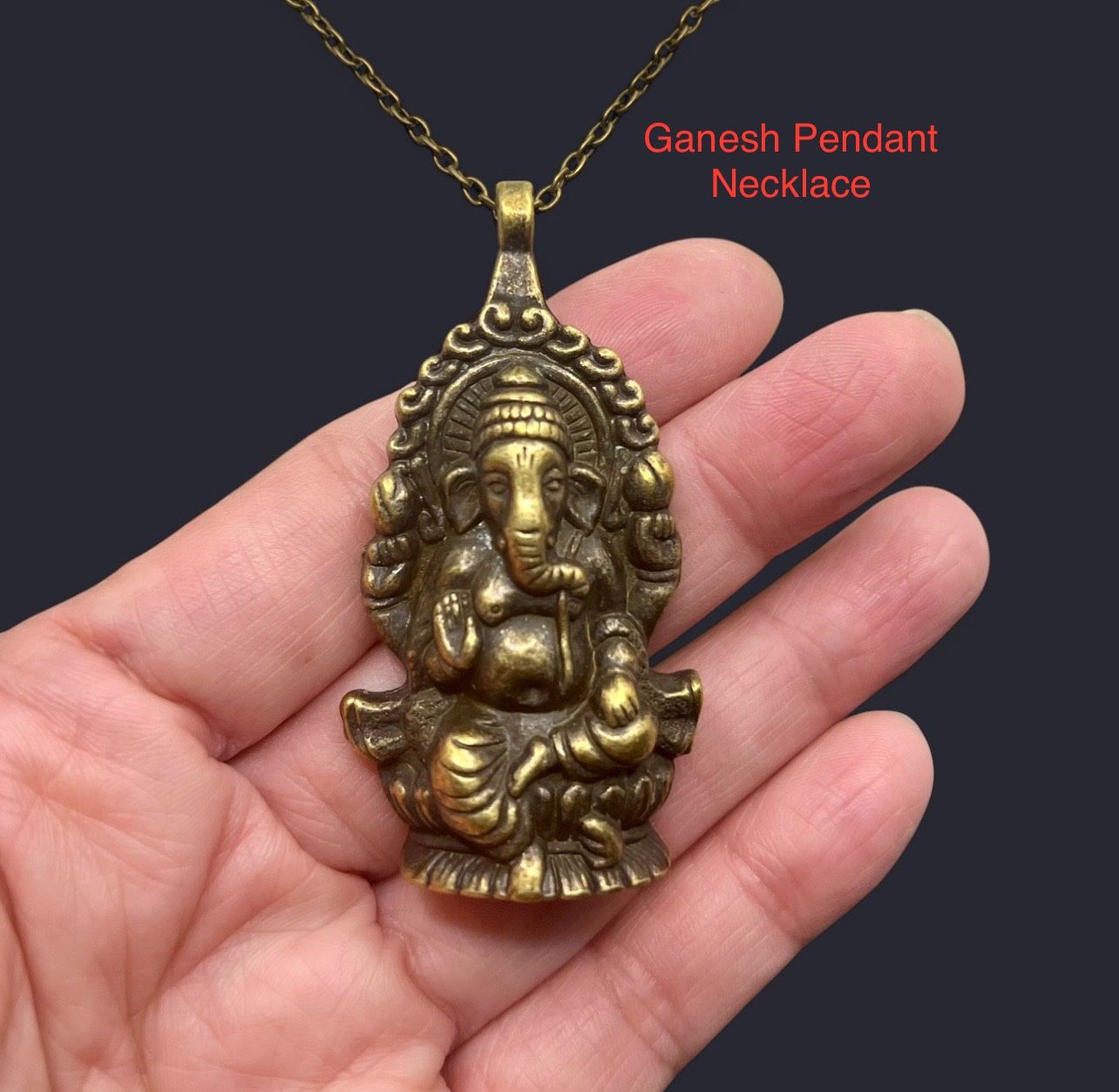 Ganesh Brass Color Pendant Necklace