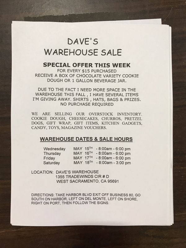 Dave’s warehouse sale for Sale in West Sacramento, CA