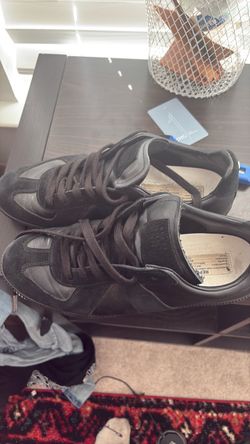 Maison margiela gats Black Leather and Suede Low-Top Sneakers