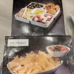 Porcelain Serving Tray/ Chip & Dip Set 