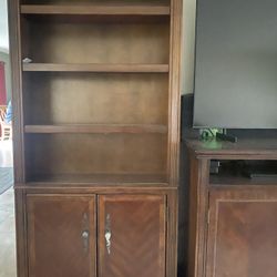 TV stand and Side Book Cases Ashley Furniture Solid Wood