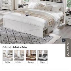 New King Size Bed Frame With Storage And Box Springs 