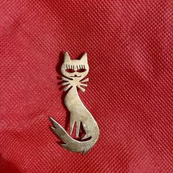 Vintage Silver Cat Brooche