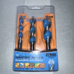Stinger Auger Bit Kit 3pc. Spyder 12001 NEW! 1/2" 3/4" 1" bits