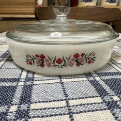 Vintage Fire King Primrose Covered Casserole 