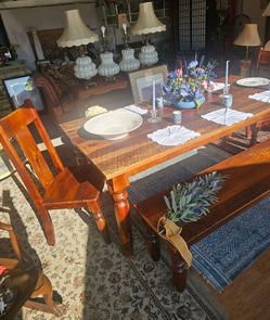 Beloved Sourav Dining Table, 2 Benches and 2 Chairs