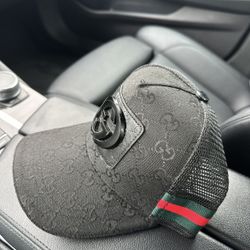 Black GG Print Gucci Snapback Hat