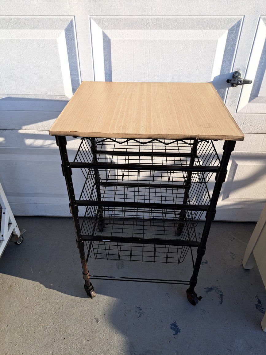 Cabinet Rolling Cart With Lock On Wheels 