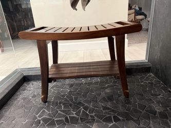 Teak Wood Shower Bench with Bottom Shelf