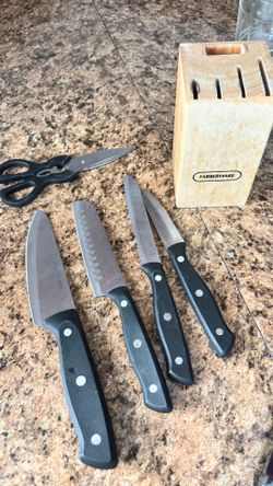 Farberware Classic Stainless Steel 6-Piece Tripe-Riveted Knife Set with Black Handle