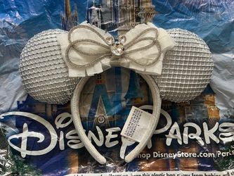 Disney Parks Minnie Mouse Silver Sequin Ear Headband