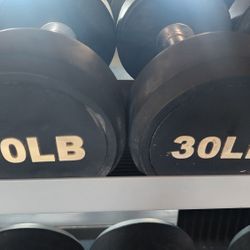 30lb Pro Style Rubber Dumbbell 