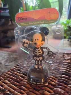 Disney Mickey Mouse Halloween Skeleton Solar Bobble Head